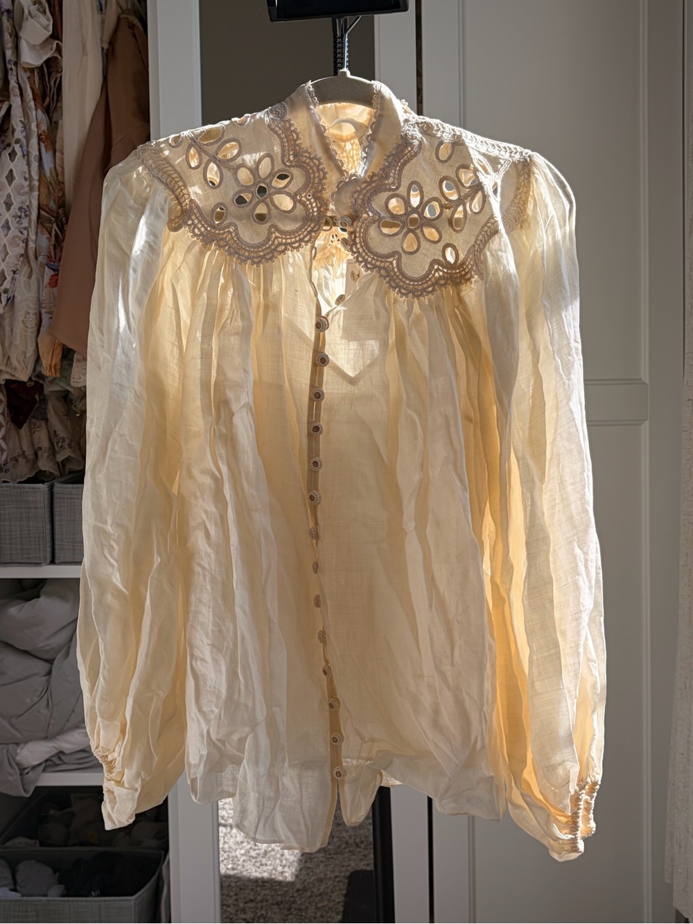 Zimmermann NWT Lace Embroidery Ramie Blouse Size 1